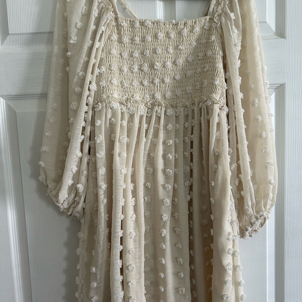 Listicle Cream Textured Dress